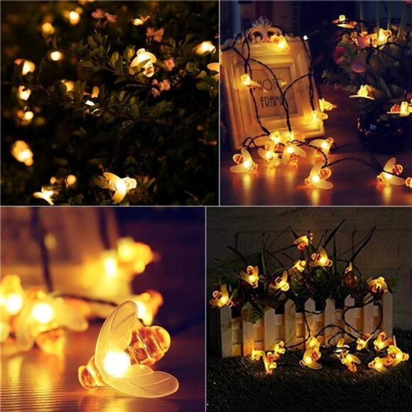 Honeybee Fairy Lights with 8 Lighting Modes Waterproof Solar Bumble Bee - Picture 3 of 7
